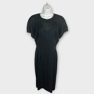 Vintage Anthony Mark Hankins Black 90s Cutout Sequin Sheath Evening Dress Size 8